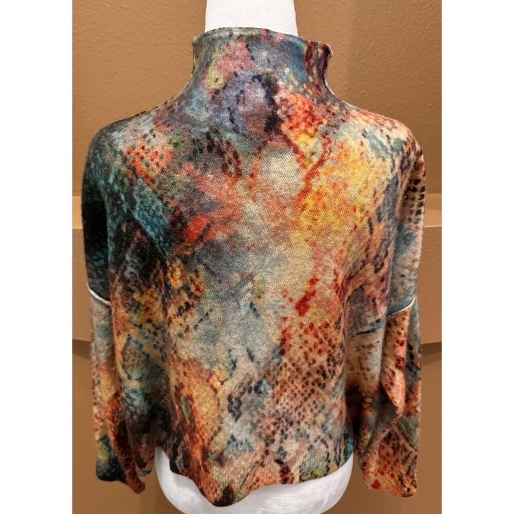 PILCRO Anthropologie Alani 100% Cashmere Mock-Neck Sweater Snakeskin Rainbow S - Picture 6 of 8